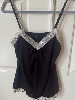 Banana Republic Chocolate Brown Camisole with Silver Sequin Trim